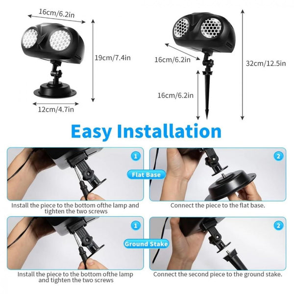 Karácsonyi Dupla Csöves Hóesés Projektor Távirányítóval