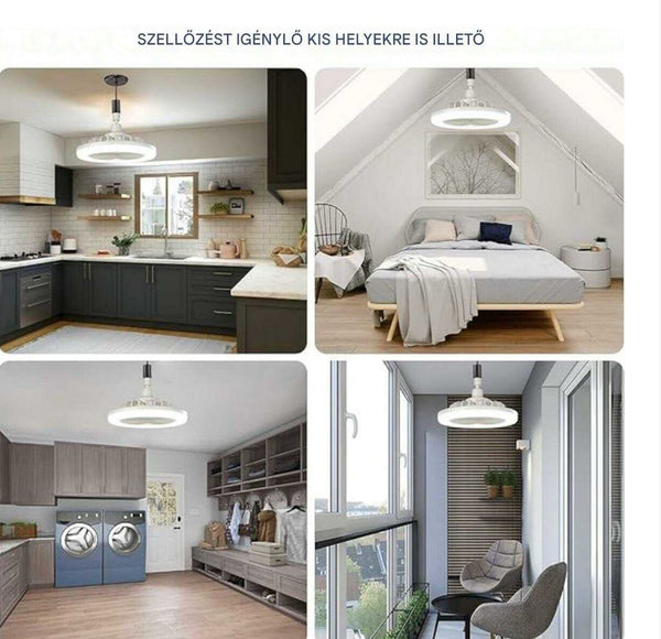 Ultra-csendes Multifunkciós Szabályozható LED Ventilátor Lámpa E27 Foglalattal és Távirányítóval (Ø 24 cm, 21W, 5 Lapátos Erős Légáram)
