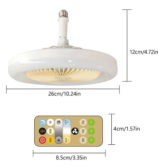 E27 LED mennyezeti hűtőventilátor lámpa – 3 sebességes, távirányítóval szabályozható
