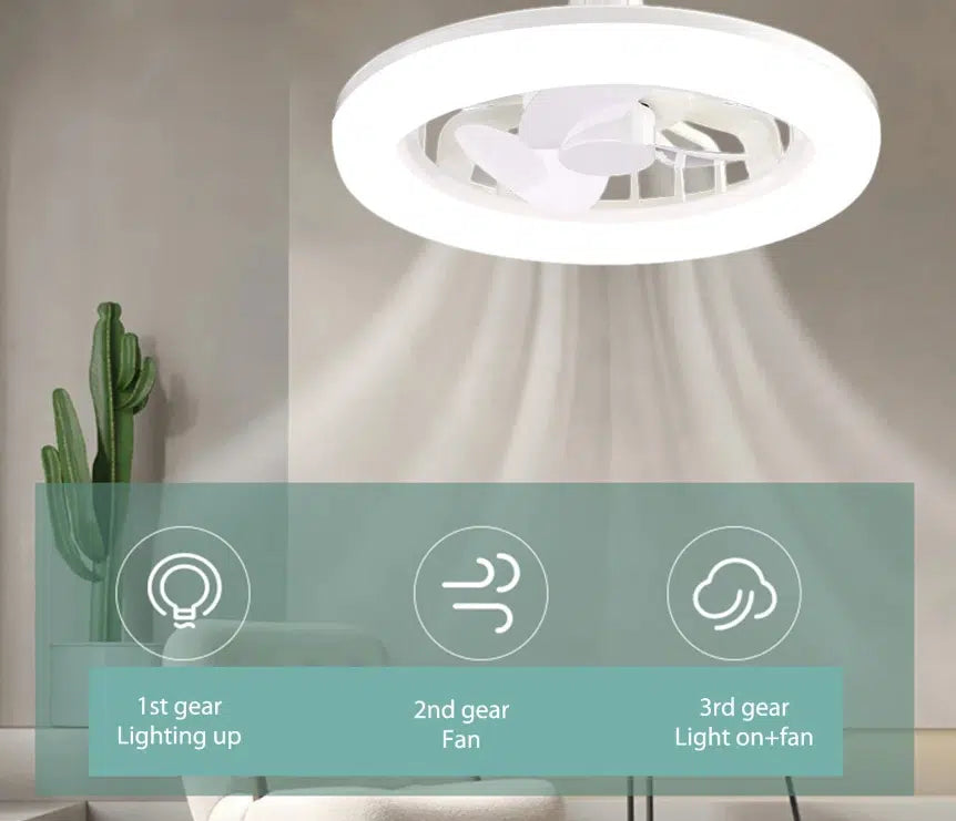 E27 LED mennyezeti hűtőventilátor lámpa – 3 sebességes, távirányítóval szabályozható