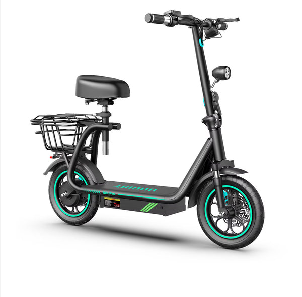 Elektromos roller BOGIST M5 Pro(2024), Maximális sebesség 45km/h, 15Ah Maximális autonómia 35Km, Motor 500W, Kefe nélküli motor 48V, Kerekek 12", üléssel és csomagtartóval, Kivehető akkumulátor, Fekete