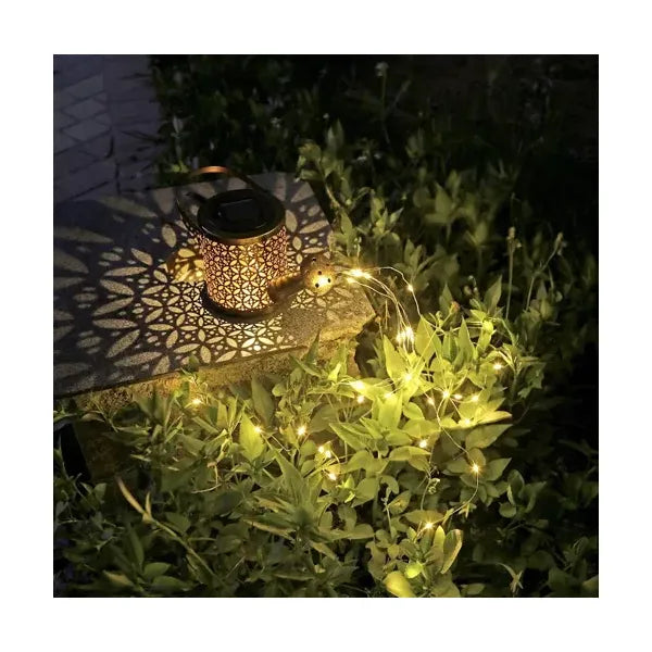 Napelemes locsolókanna LED lámpás, vízsugár-effekttel, meleg fehér IP44