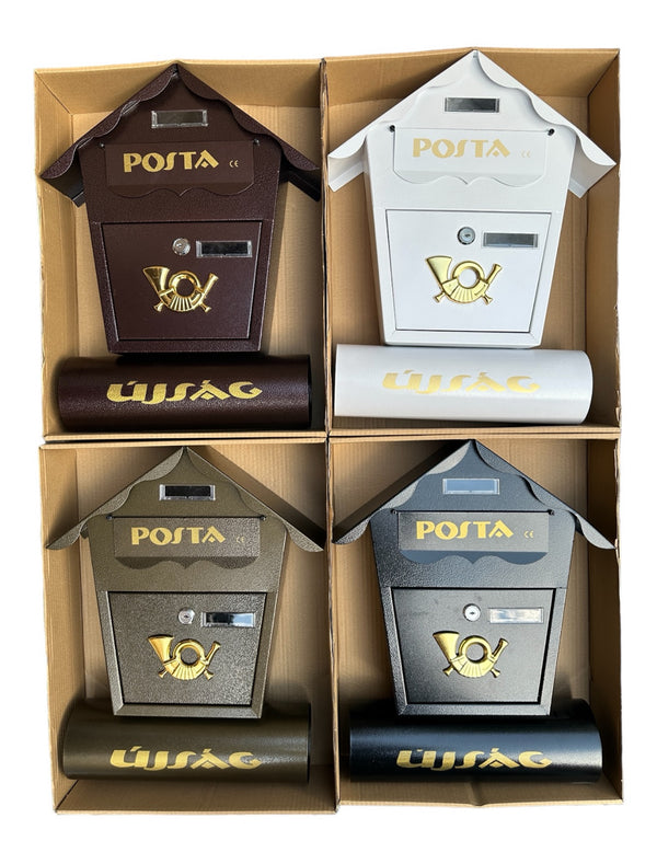 Fém Postaláda Újságtartóval Fekete