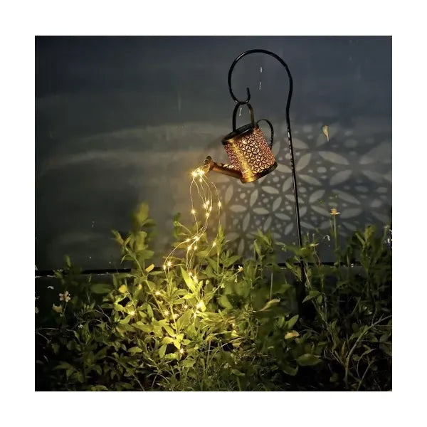 Napelemes locsolókanna LED lámpás, vízsugár-effekttel, meleg fehér IP44