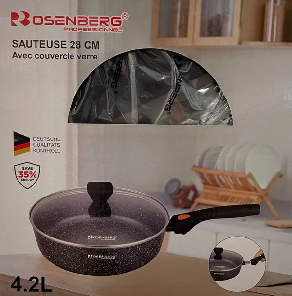 Fedeles, levehető fogantyúval ellátott serpenyő Rosenberg 28 cm (4,2 l)