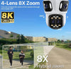 WiFi-s megfigyelőkamera, Bluetooth, P15-8X, Ultra HD, 4 lencse, széles látószög, 8x zoom, éjjellátó, automatikus követés, kétirányú hang, mozgásérzékelés, kártyahely