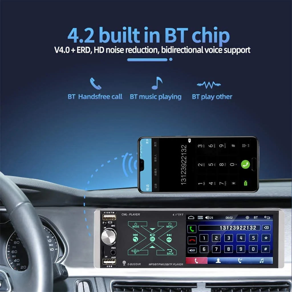 Car Smart AI Voice Player - 4,1 hüvelykes TFT érintőképernyős autós multimédia lejátszó