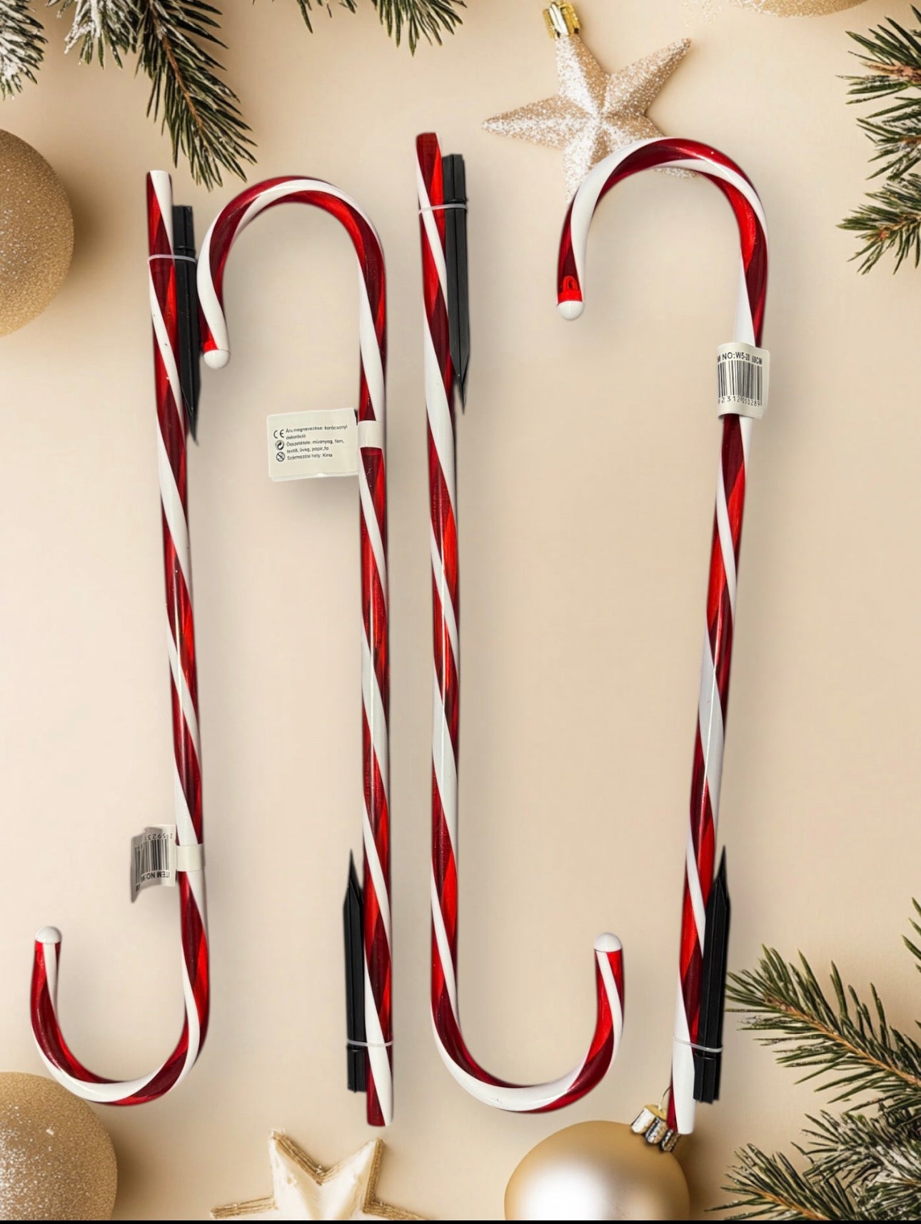 60 cm-es leszúrható kerti karácsonyi cukorrúd dekoráció