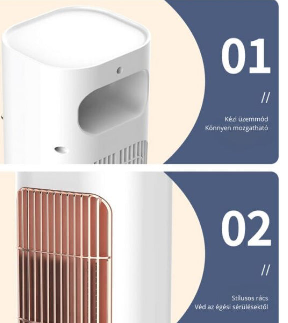 Álló Hősugárzó PTC Kerámia Fűtéssel, Kétféle Fokozattal, Széles Fűtési Területtel - Fehér