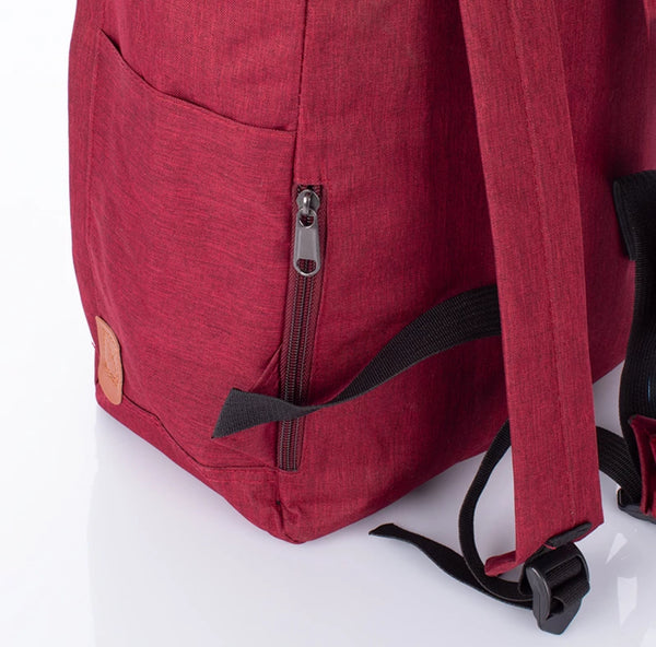 Hátizsák usb töltővel bordó színben