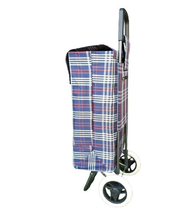 Moment gurulós bevásárló táska kockás kék