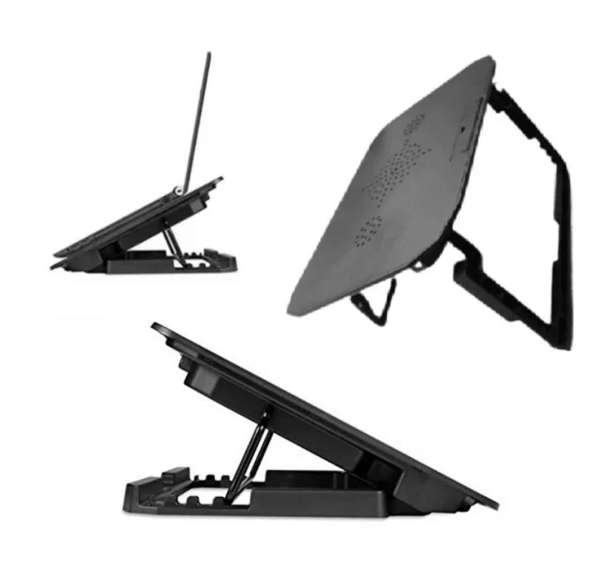 Laptop tartó állvány – hűtőpad / állítható dőlésszög / USB-ről működik