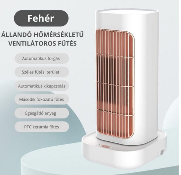 Álló Hősugárzó PTC Kerámia Fűtéssel, Kétféle Fokozattal, Széles Fűtési Területtel - Fehér