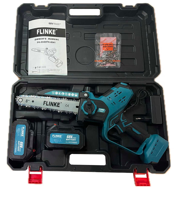 Flinke FK-8040 elektromos láncfűrész 2 DB 68V akkumulátorral, olajzással és LCD kijelzővel