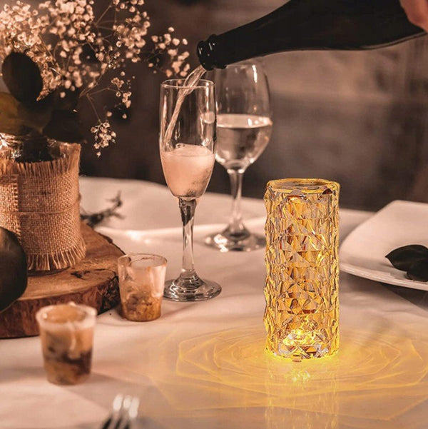 LED asztali lámpa - kristály érintő lámpa csésze (váza) + távirányító - 16 szín (21 cm magasság)