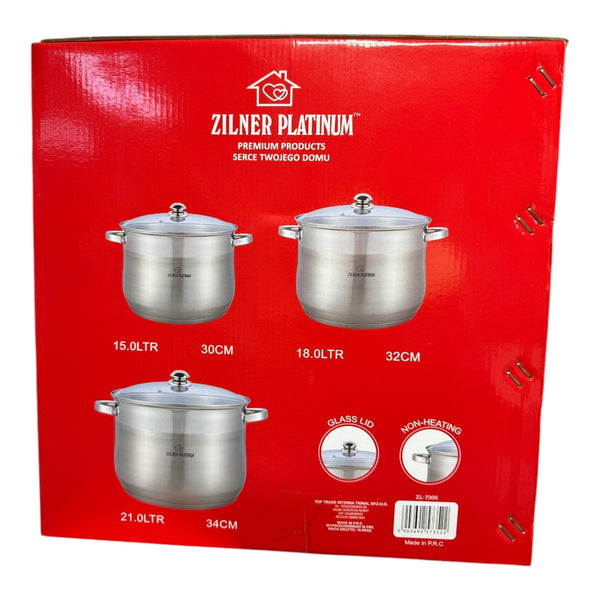 ZILNER PLATINUM 6 darabos rozsdamentes acél főzőedény szett