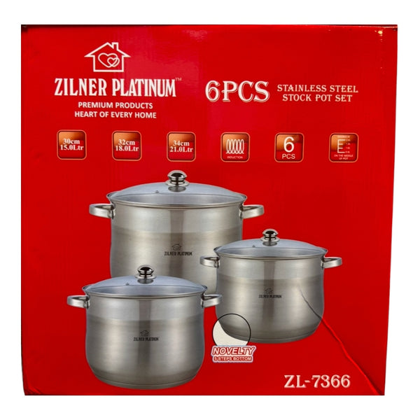 ZILNER PLATINUM 6 darabos rozsdamentes acél főzőedény szett