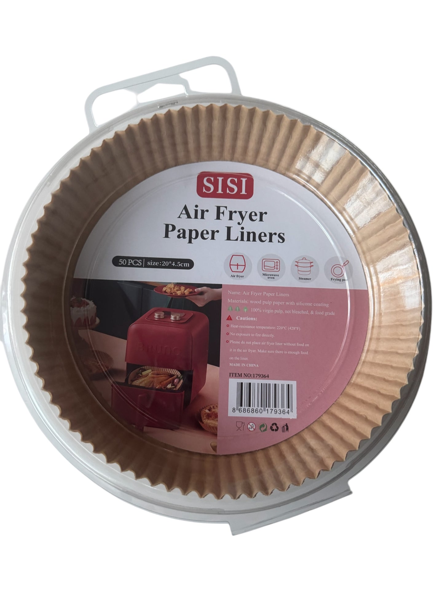 Sütőpapír forma Air fryerekhez 50db 20*4.5cm