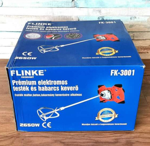 Flinke FK-3001 elektromos univerzális keverőgép, 2650W festék- és habarcskeverő, festékkeverő, malterkeverő FK3001