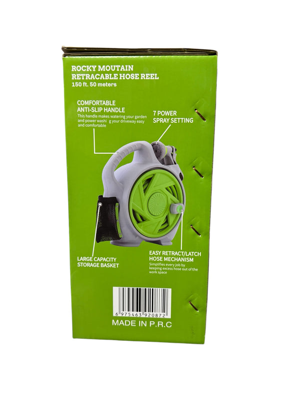 Universális Hordozható kerti tömlő és tömlőtartó 15 Méter 6 funkciós locsolófejjel