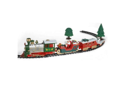 Zenélő és világító karácsonyi kisvasút - elemes - 3 féle pályával