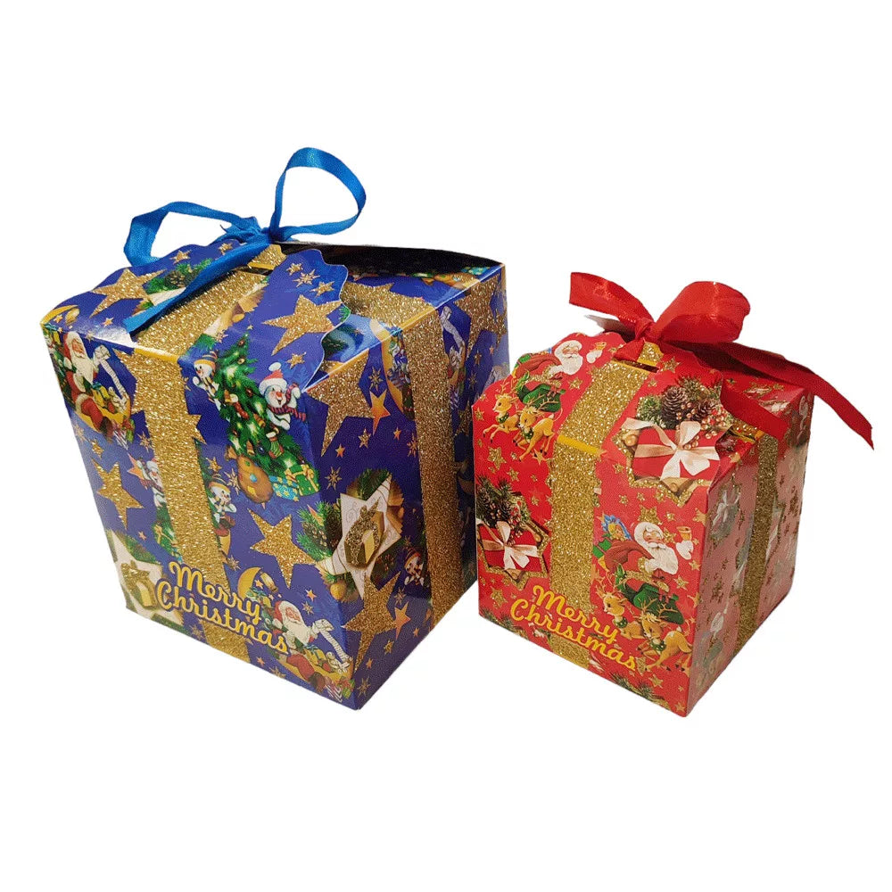 KARÁCSONYI DÍSZDOBOZ 17,5 CM - KÉK/PIROS