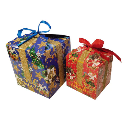 KARÁCSONYI DÍSZDOBOZ 17,5 CM - KÉK/PIROS