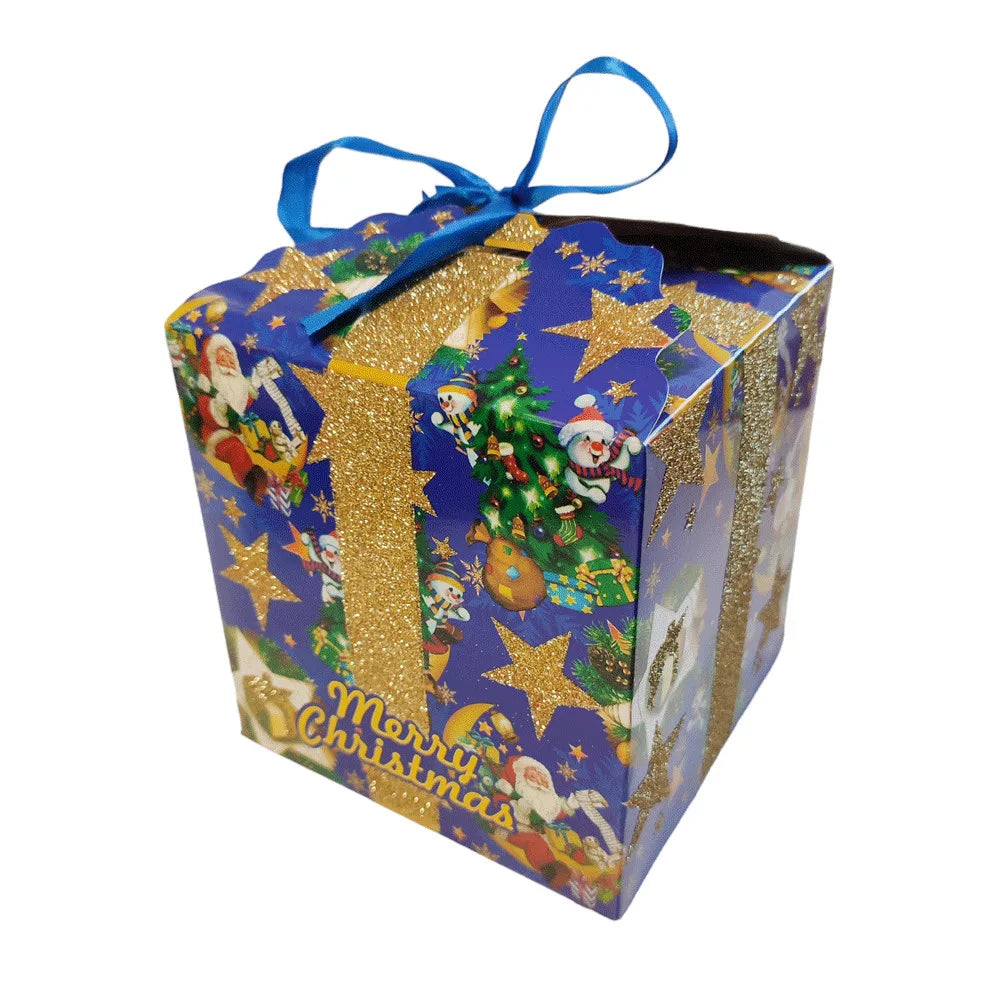 KARÁCSONYI DÍSZDOBOZ 17,5 CM - KÉK/PIROS