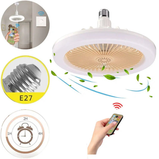 E27 LED mennyezeti hűtőventilátor lámpa – 3 sebességes, távirányítóval szabályozható