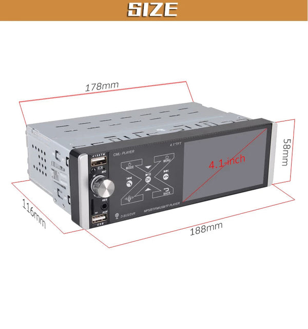 Car Smart AI Voice Player - 4,1 hüvelykes TFT érintőképernyős autós multimédia lejátszó