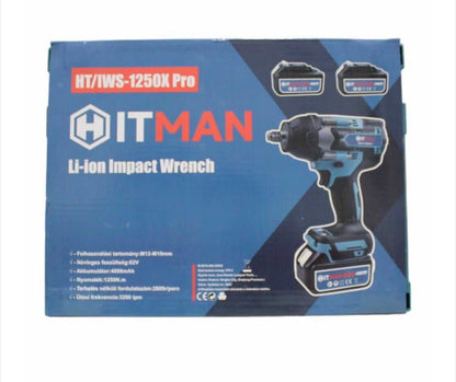 Hitman HT-IWS-1250X.Pro Akkumulátoros Ütvecsavarozó Kerékkulcs, 1250NM, 2 x 62V akku