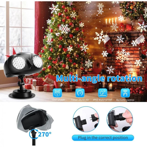 Karácsonyi Dupla Csöves Hóesés Projektor Távirányítóval