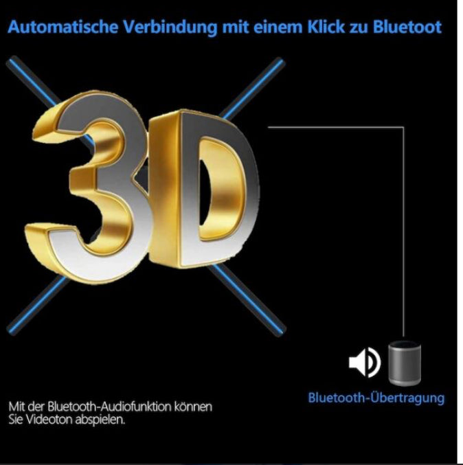 Holografikus HD ledes ventilátor 3D hologramm kivetítő telefonos applikációval és távirányítóval