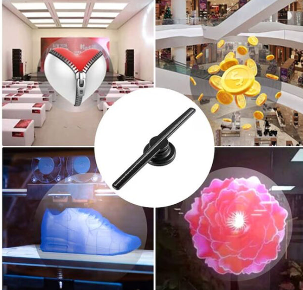 Holografikus HD ledes ventilátor 3D hologramm kivetítő telefonos applikációval és távirányítóval