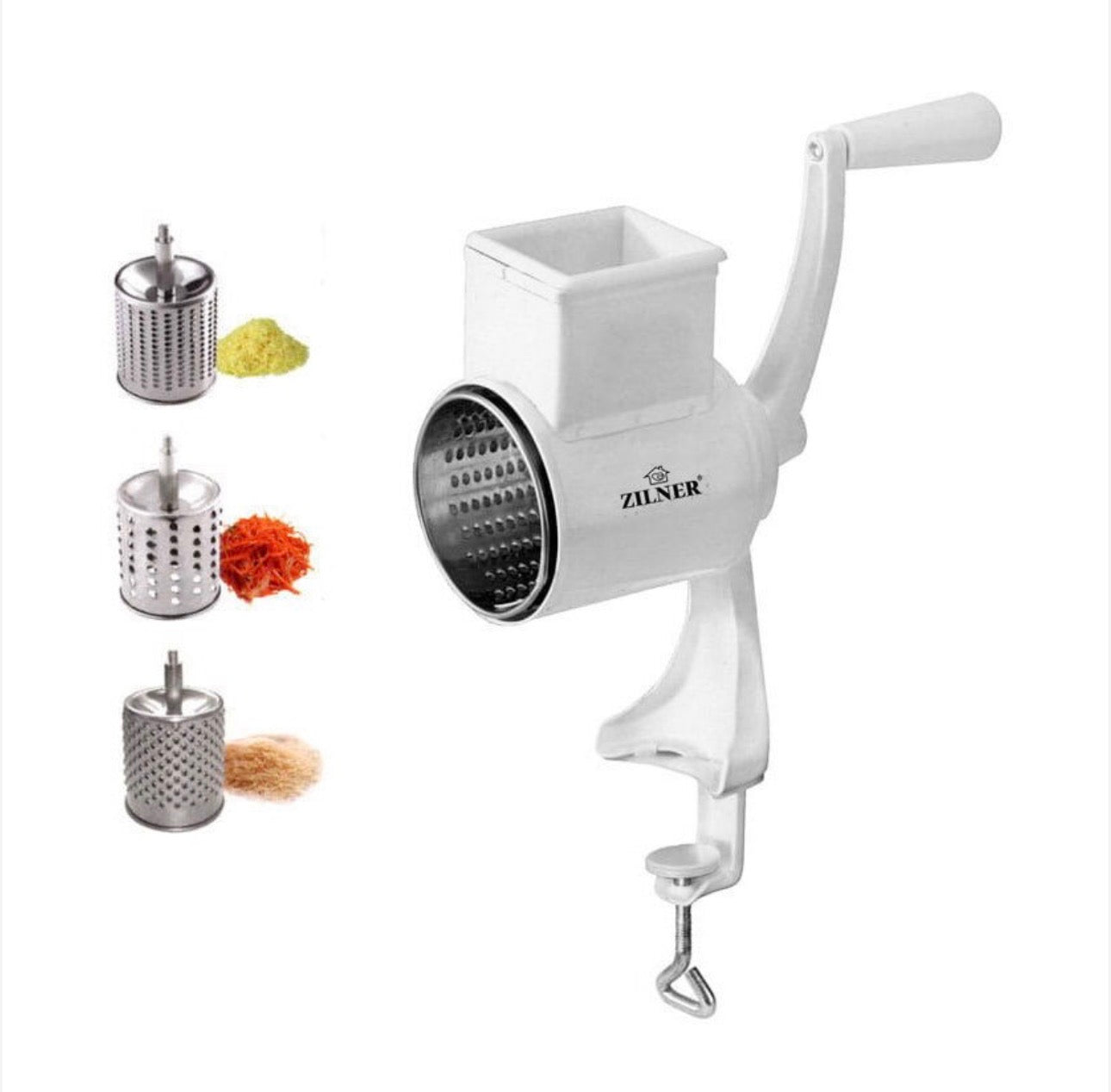 ZILNER 3 az 1-ben kézi húsdaráló, rozsdamentes acél, fehér, 22 cm