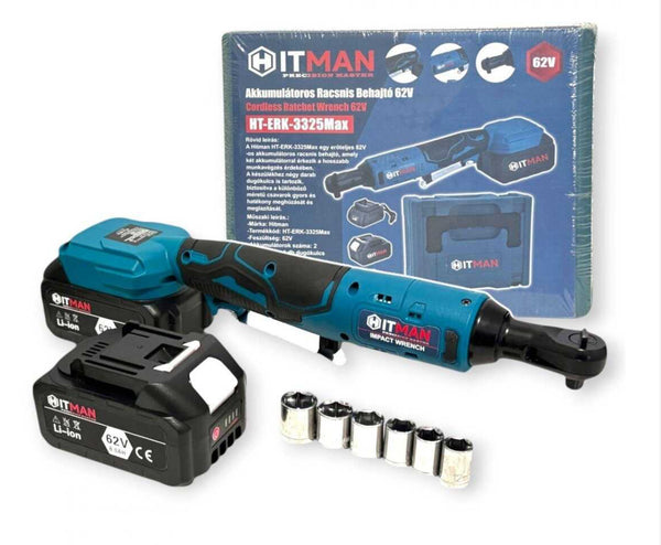 Nagy teljesítményü Hitman HT-Erk-3325Max Akkumulátoros Racsnis Kulcs, 97,5 Nm