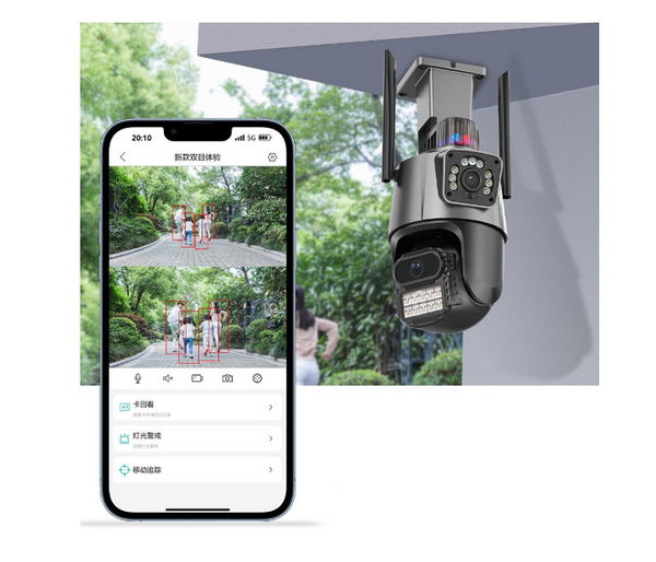 Inteligens 2 Kamerás, 4MP-es, 360°-ban Forgatható, Wifi/4G Térfigyelő Kamera