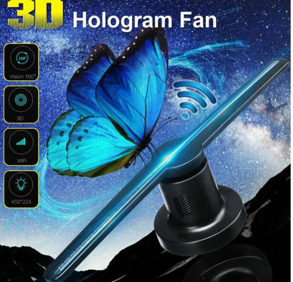 Holografikus HD ledes ventilátor 3D hologramm kivetítő telefonos applikációval és távirányítóval