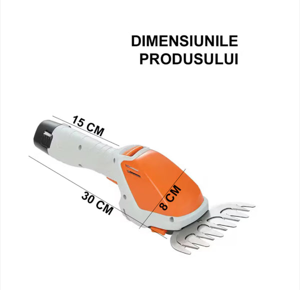 2 az 1-ben elektromos kerti olló, fű, sövény vagy cserjék nyírására, elemmel, 2 olló mellékelve