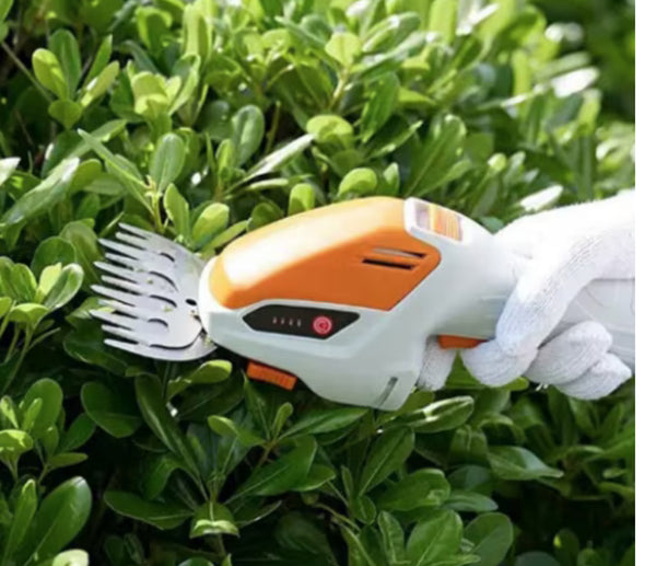 2 az 1-ben elektromos kerti olló, fű, sövény vagy cserjék nyírására, elemmel, 2 olló mellékelve