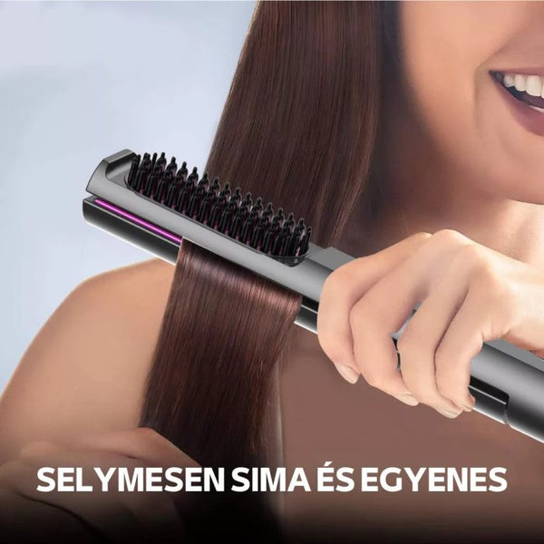 3 az 1-ben Hajvasaló, Hajformázó és Egyenesítő Fésű Állítható Hőmérséklettel, Száraz és Nedves Hajra - Szürke-Lila