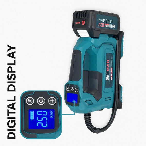 Hitman HT-ACP-6831 Akkumulátoros Kompresszor 62V, Autó- És Kerékpárgumihoz