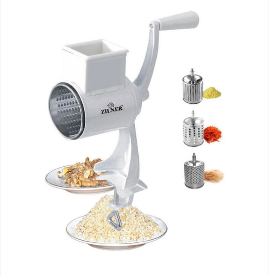 ZILNER 3 az 1-ben kézi húsdaráló, rozsdamentes acél, fehér, 22 cm