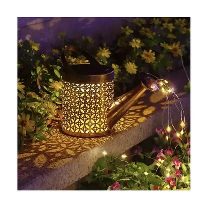 Napelemes locsolókanna LED lámpás, vízsugár-effekttel, meleg fehér IP44