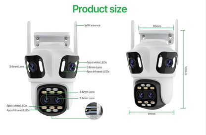 WiFi-s megfigyelőkamera, Bluetooth, P15-8X, Ultra HD, 4 lencse, széles látószög, 8x zoom, éjjellátó, automatikus követés, kétirányú hang, mozgásérzékelés, kártyahely
