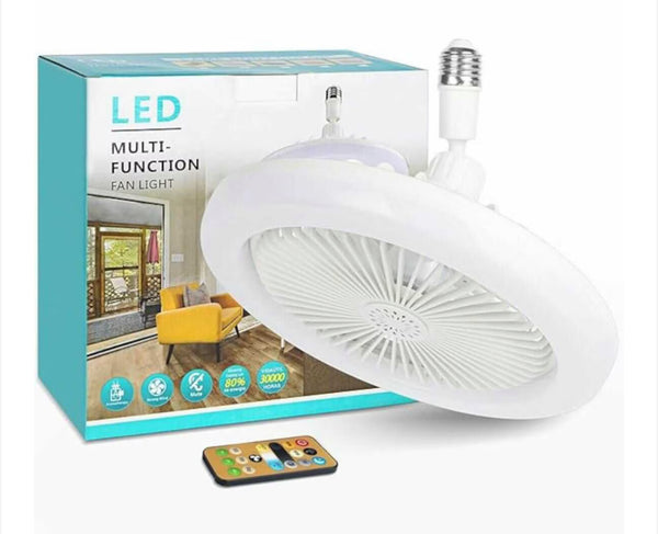Ultra-csendes Multifunkciós Szabályozható LED Ventilátor Lámpa E27 Foglalattal és Távirányítóval (Ø 24 cm, 21W, 5 Lapátos Erős Légáram)