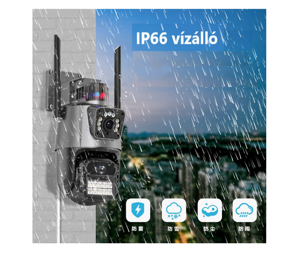 Inteligens 2 Kamerás, 4MP-es, 360°-ban Forgatható, Wifi/4G Térfigyelő Kamera