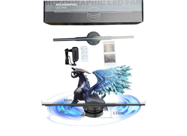 Holografikus HD ledes ventilátor 3D hologramm kivetítő telefonos applikációval és távirányítóval
