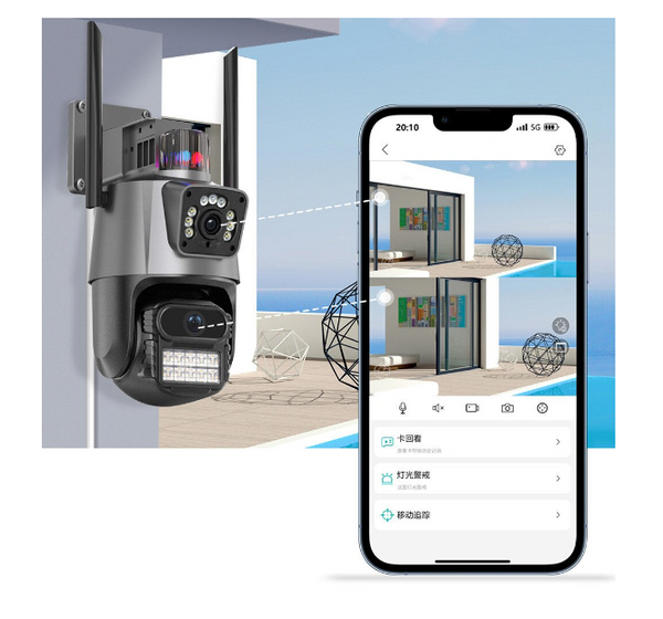 Inteligens 2 Kamerás, 4MP-es, 360°-ban Forgatható, Wifi/4G Térfigyelő Kamera