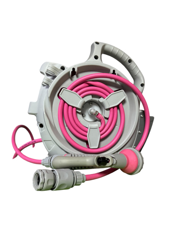 Universális Hordozható kerti tömlő és tömlőtartó 15 Méter 6 funkciós locsolófejjel